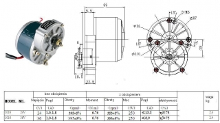 Stejnosměrný DC elektromotor 36V 250W s převodovkou
